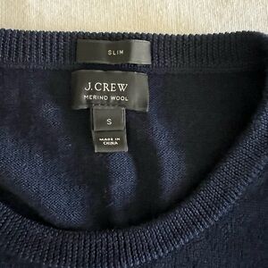 J.Crew Merino Wool Navy Blue Slim Fit Crewneck Sweater
